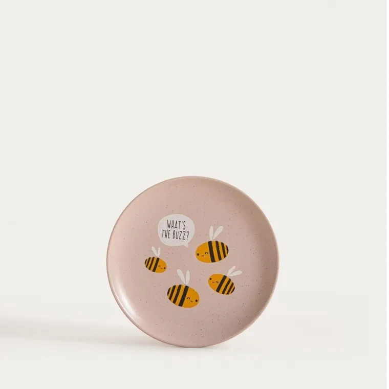 Homla, Annbee, talerz, z pszczołą różowy, 16 cm