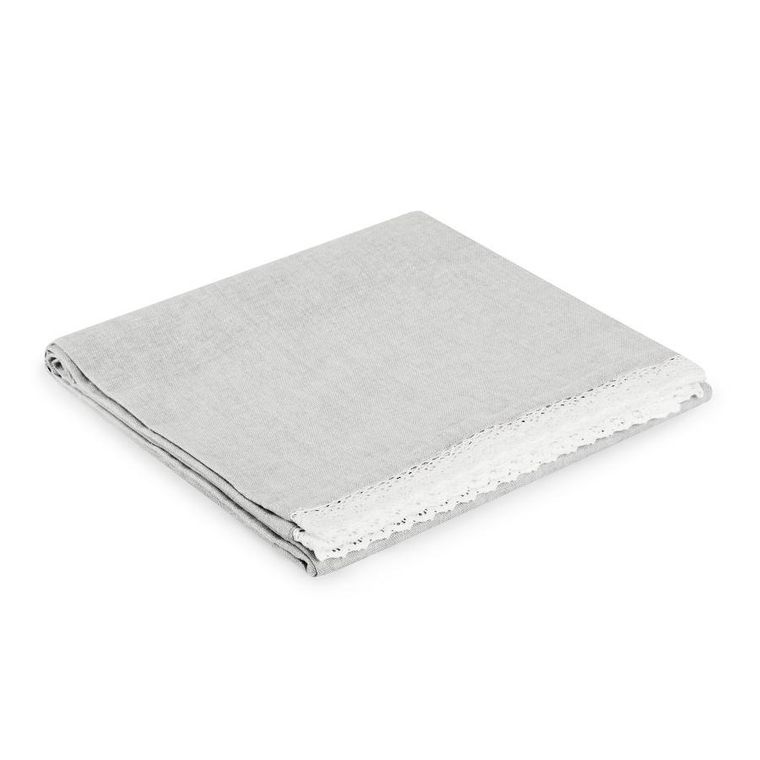 Homla, Asen, obrus, z koronkowym wykończeniem szary, 130-180