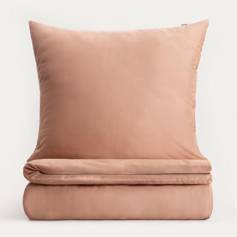 Homla, Avelia, pościel, satynowa z domieszką wiskozy ciemnobeżowa, 160-200