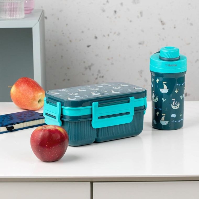 Homla, B2 Cairo, zestaw lunchbox, granatowy z kubkiem, 1,8l