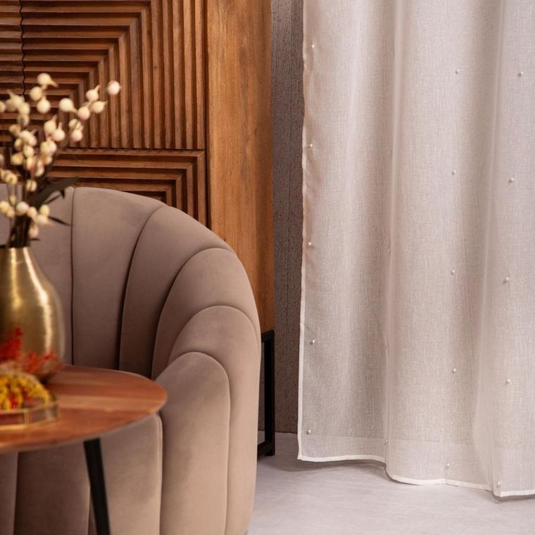 Homla, B2 Essentials Milan With Pears, Rings, firanka, biała z perłami na kołach, 140-250 cm