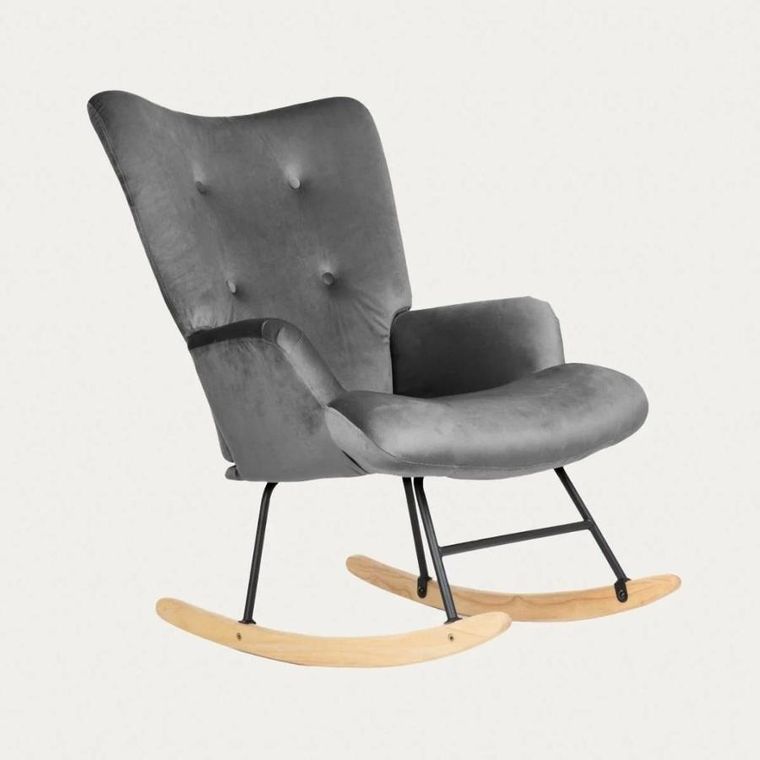 Homla, B2 Moss Plus, fotel, 2w1 welurowy szary, 70-95 cm