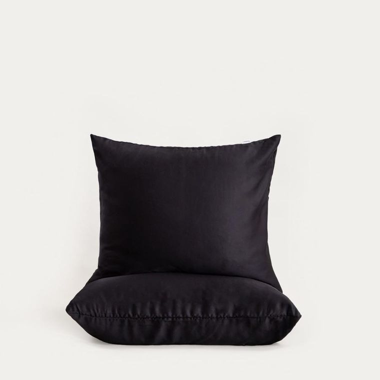 Homla, Bamsa, zestaw dwóch poszewek, z satyny bambusowej, czarny, 50-60 cm