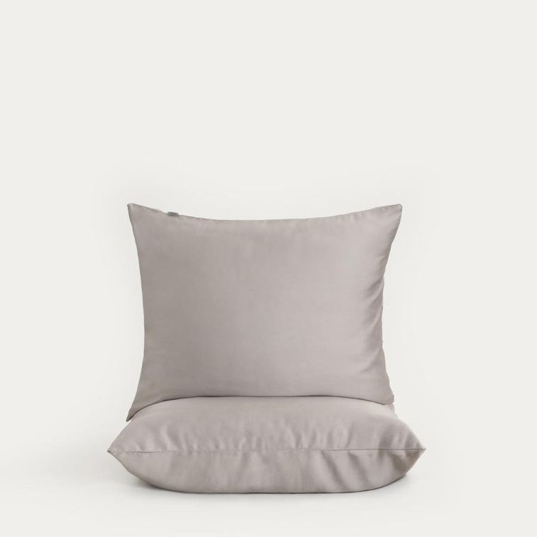 Homla, Bamsa, zestaw dwóch poszewek, z satyny bambusowej, szare, 50-60 cm