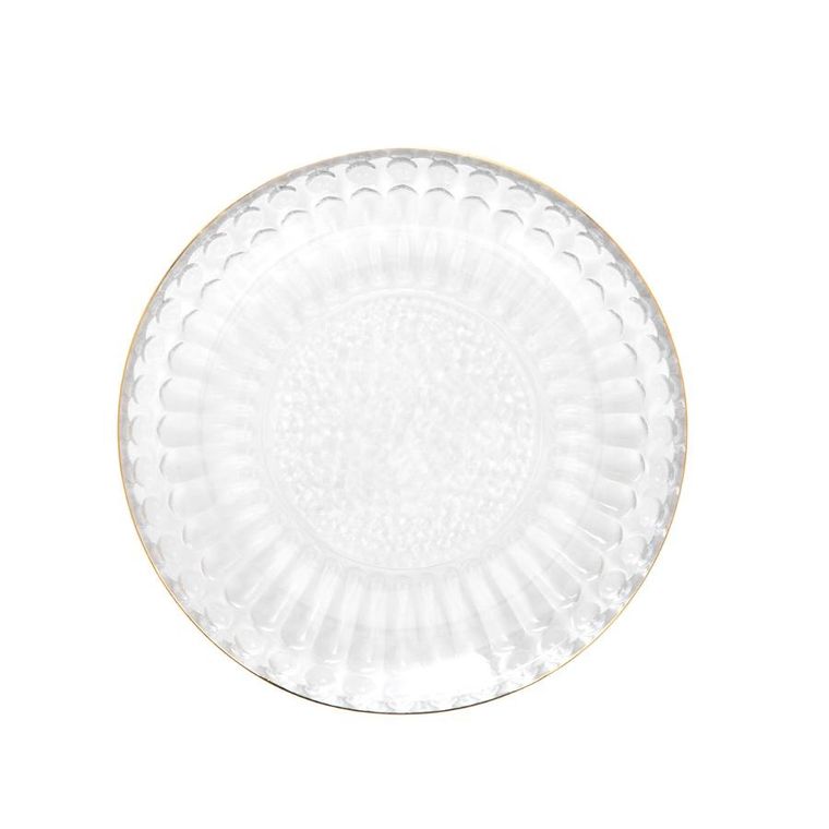 Homla, Barrel, talerzyk szklany, w paski ze złotym rantem, 15 cm