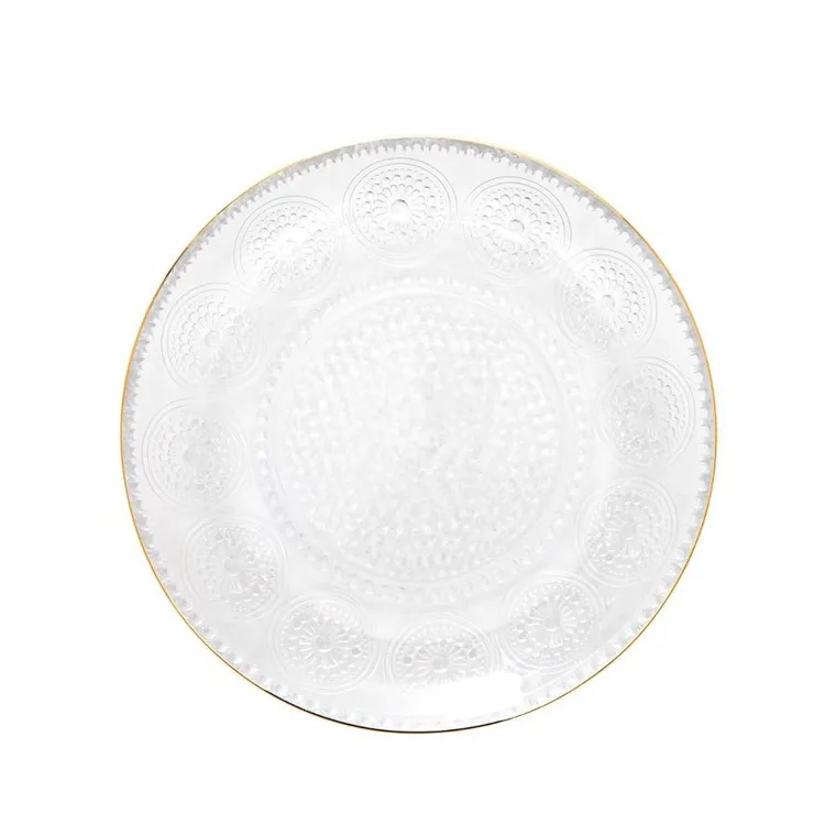 Homla, Barrel, talerzyk szklany, wzorzysty ze złotym rantem, 15 cm