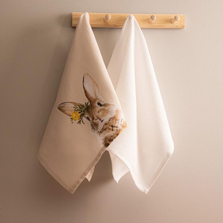 Homla, Bruce, zestaw ścierek kuchennych, z królikiem, 50-70 cm, 2 szt., ES23 851327