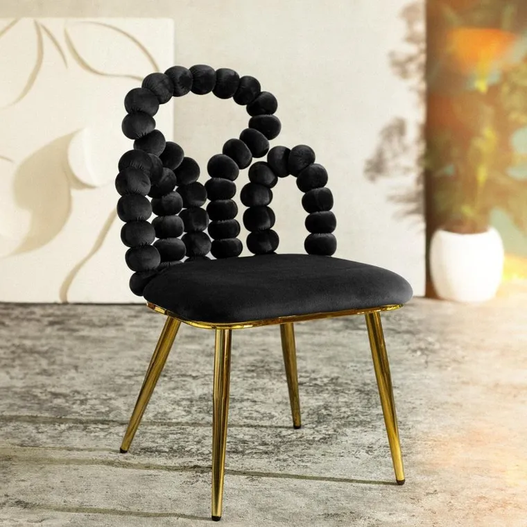 Homla, Bubble Team, Krzesło welurowe czarne, 56,5-52-87 cm, 871837