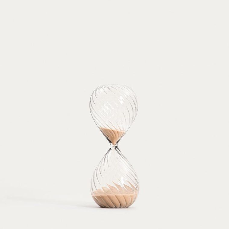 Homla, Calipso, klepsydra, ryflowana z beżowym piaskiem, 8-8-20 cm