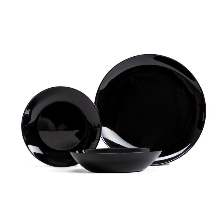 Homla, Capri, zestaw obiadowy, czarny, 18 elementów