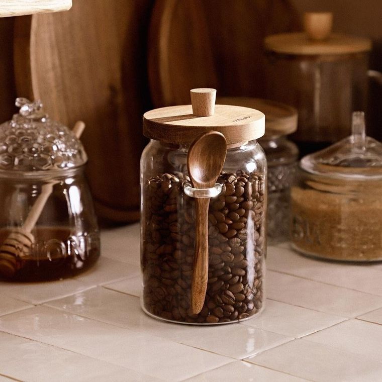 Homla, Carlos, pojemnik, szklany z akacjową łyżeczką, 0,9l