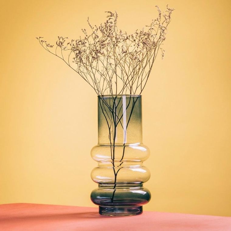 Homla, Circle, wazon, szklany, niebiesko-transparentny ombre, 11-26 cm