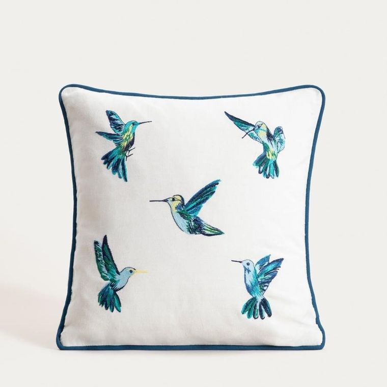 Homla, Colibri, poszewka, z haftowanymi kolibrami, 45-45 cm