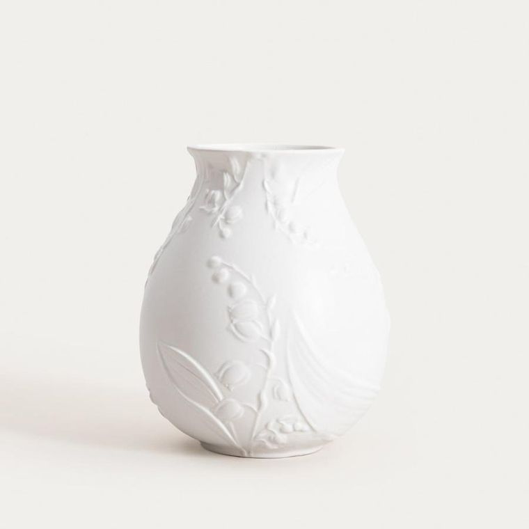 Homla, Conwallie, wazon, ceramiczny z tłoczeniami biały, 14,8-18 cm