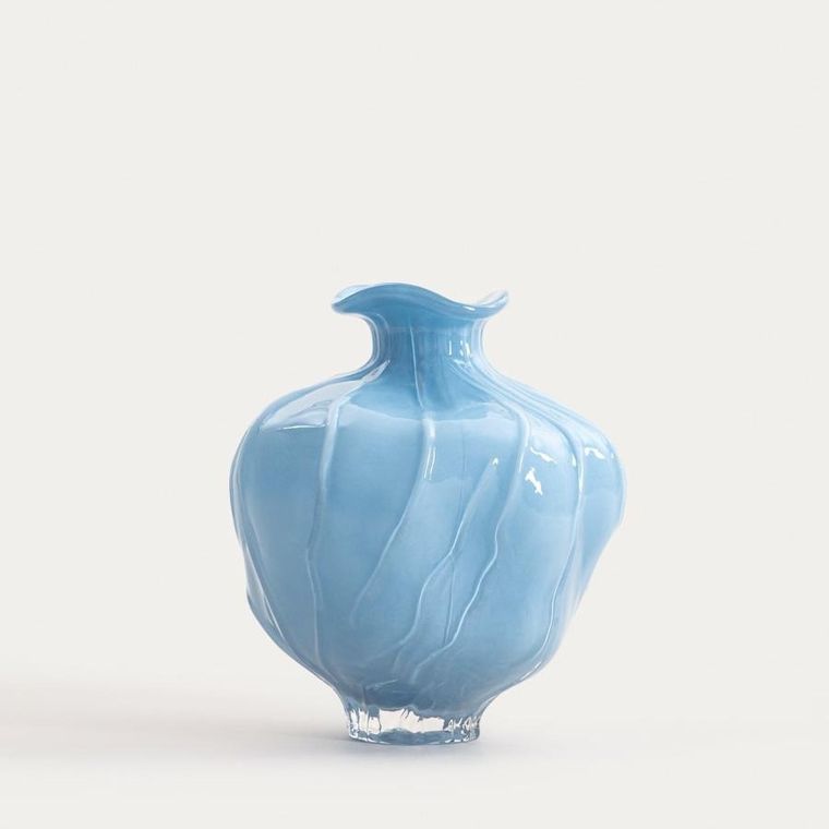 Homla, Coralia, wazon, szklany niebieski, 21-21-24 cm