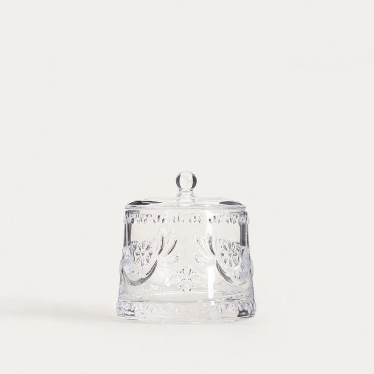 Homla, Creston, cukiernica, szklana z motywem ptaków, 0,26l