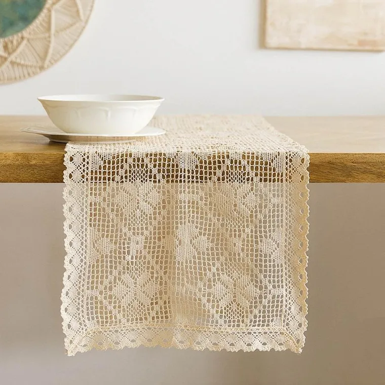 Homla, Crochet, Bieżnik szydełkowy beżowy, 40-160 cm, 887272