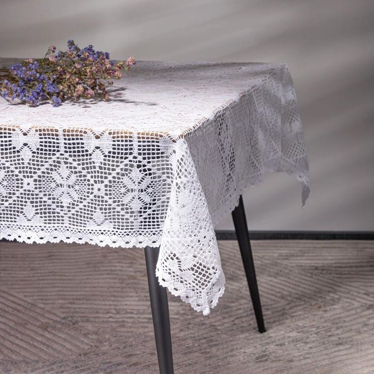 Homla, Crochet, obrus, szydełkowy, biały, 130-170 cm