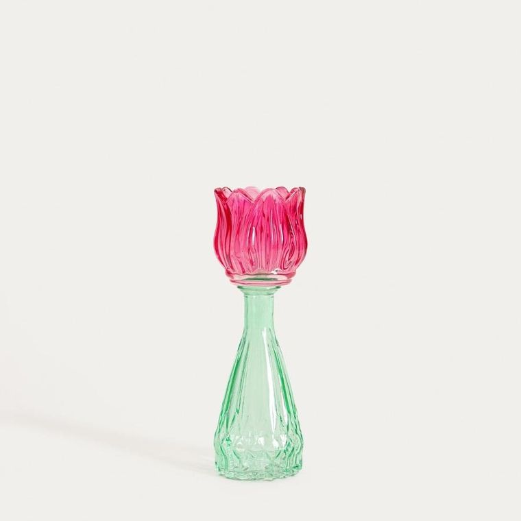 Homla, Daly, świecznik, szklany kwiatek, 23-6,4 cm