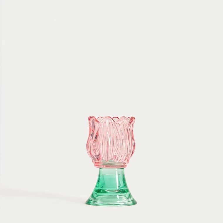 Homla, Daly, świecznik, szklany kwiatek niski, 10 cm