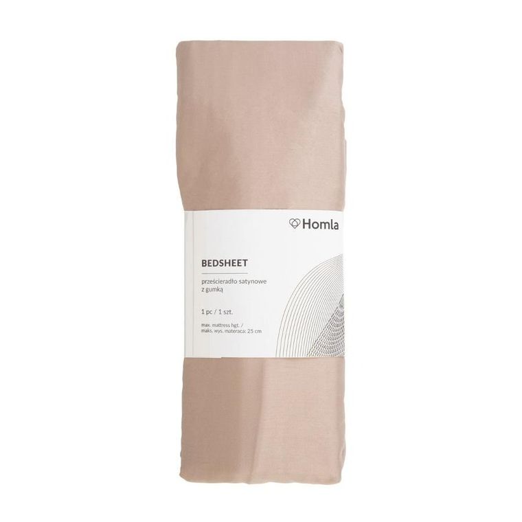 Homla, Danielle, Prześcieradło satynowe beżowe, 160-200 cm, AW23 855363