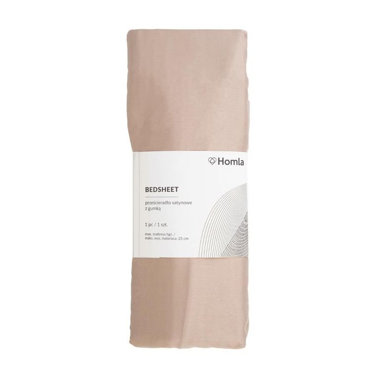 Homla, Danielle, Prześcieradło satynowe beżowe, 90-200 cm, AW23 855349