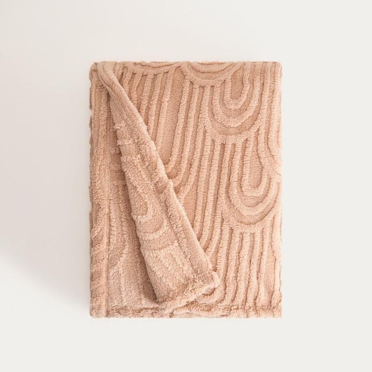 Homla, Darin, koc, miękki beżowy ze strukturalnym wzorem, 150-200 cm