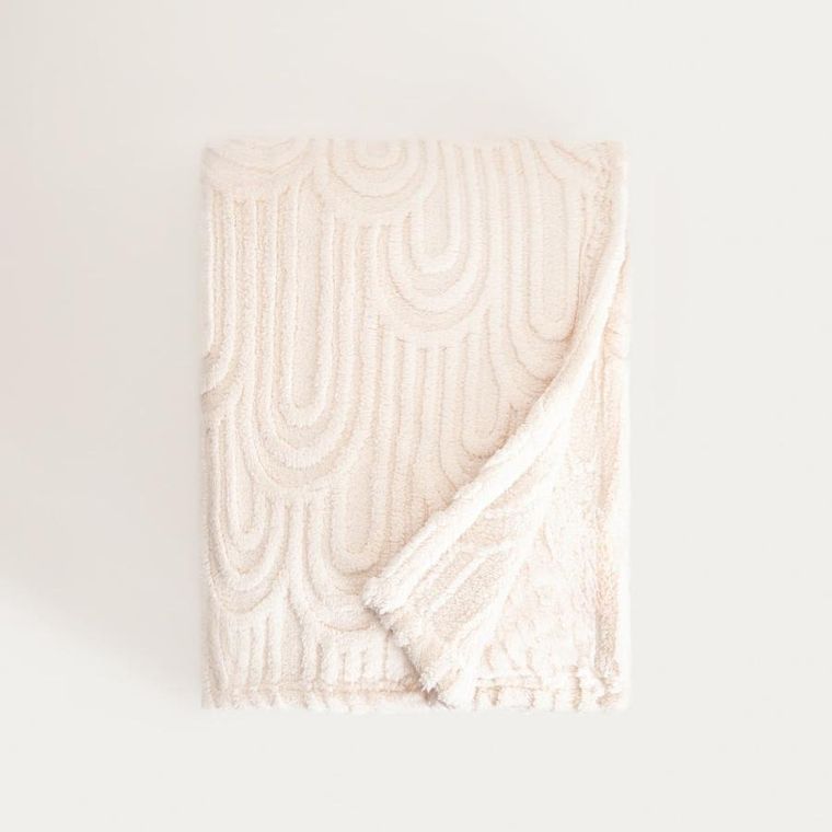 Homla, Darin, koc, miękki ecru ze strukturalnym wzorem, 150-200 cm