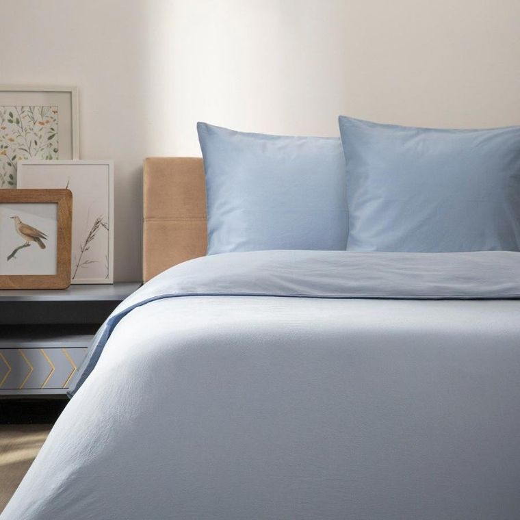 Homla, Defla, pościel z pranej bawełny, niebieska, 200-220 cm, 734588