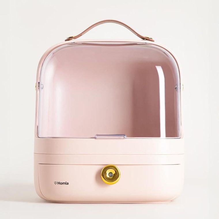 Homla, Eleni, kuferek, na kosmetyki beżowy, 27-18-33,5 cm