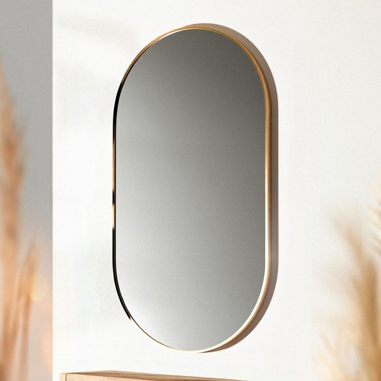 Homla, Elora, lustro, wiszące owalne złote, W = 50 cm