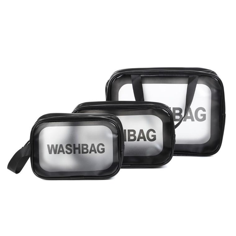 Homla, Emereth, zestaw kosmetyczek, czarnych 3szt, 29.5-10.5-20cm/24.5-9.5-14.5cm/20.5-7-13cm