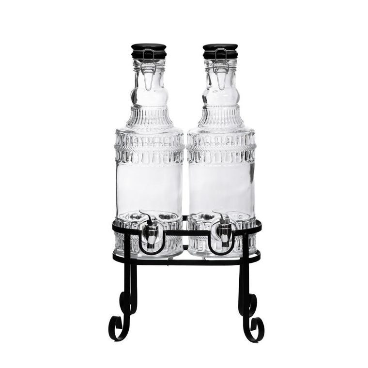 Homla, Emica, słoik z kranikiem podwójny z czarnym wieczkiem, 2-2l