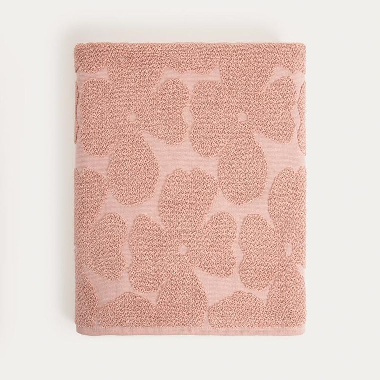 Homla, Flores, ręcznik, różowy żakardowy, 100-150 cm