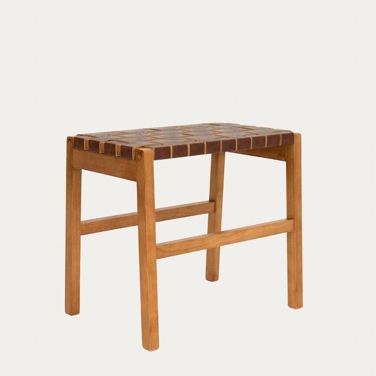 Homla, Futurum, taboret, drewniany, brązowy, 50-35-45 cm