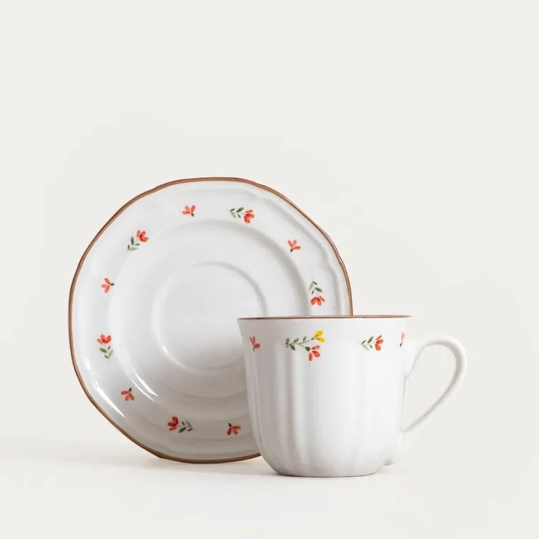 Homla, Greta, filiżanka, ze spodkiem z kwiatuszkami, 0,2l