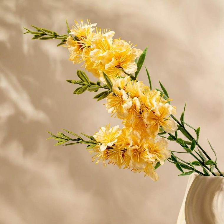 Homla, Ingger, gałązka sztuczna, potrójna żółta, 84 cm