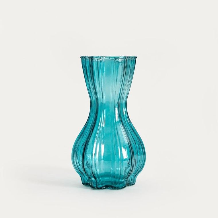 Homla, Junne, wazon, szklany turkusowy, 13-25 cm