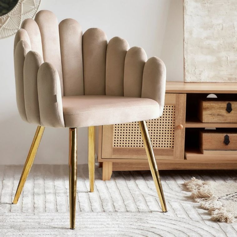 Homla, Lana, Fotel welurowy beżowy, 56-55-83 cm, ALL 850054