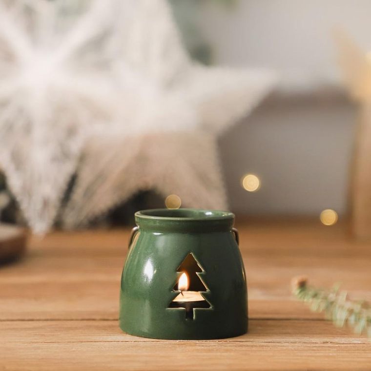 Homla, Lanern, lampion, z choinką zielony, 8-8 cm