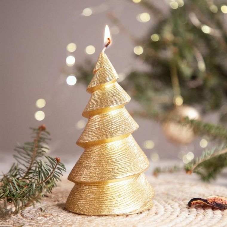 Homla, Lapland, świeca, choinka złota, 15 cm