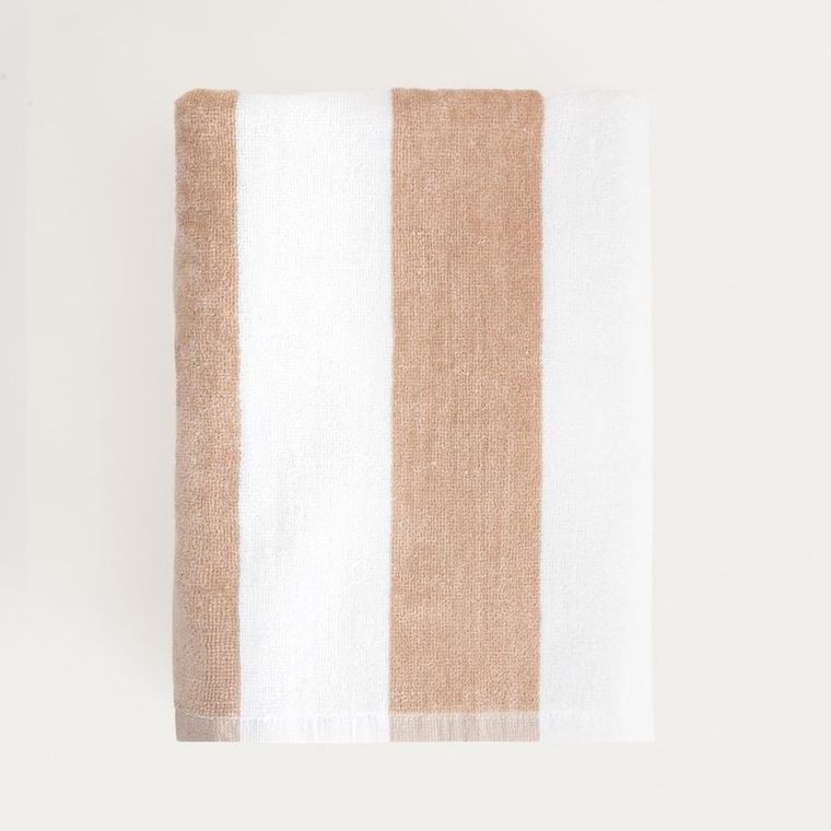 Homla, Lawena, ręcznik, w biało-beżowe pasy, 70-130 cm