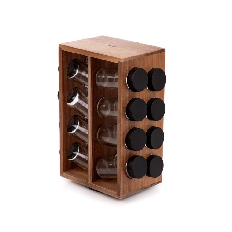 Homla, Lenne, zestaw przyprawników na stojaku obrotowym, 16 słoiczków, 28-17-12 cm