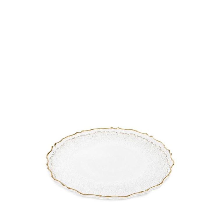 Homla, Lisala, talerz, transparentny ze złotą obwódką, 21 cm