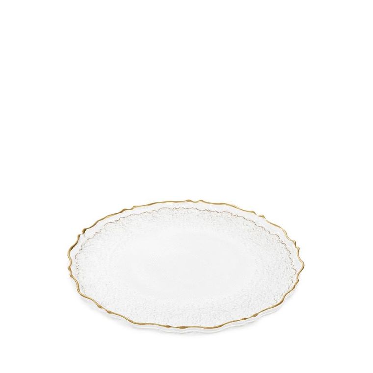 Homla, Lisala, talerz, transparentny ze złotą obwódką, 28 cm