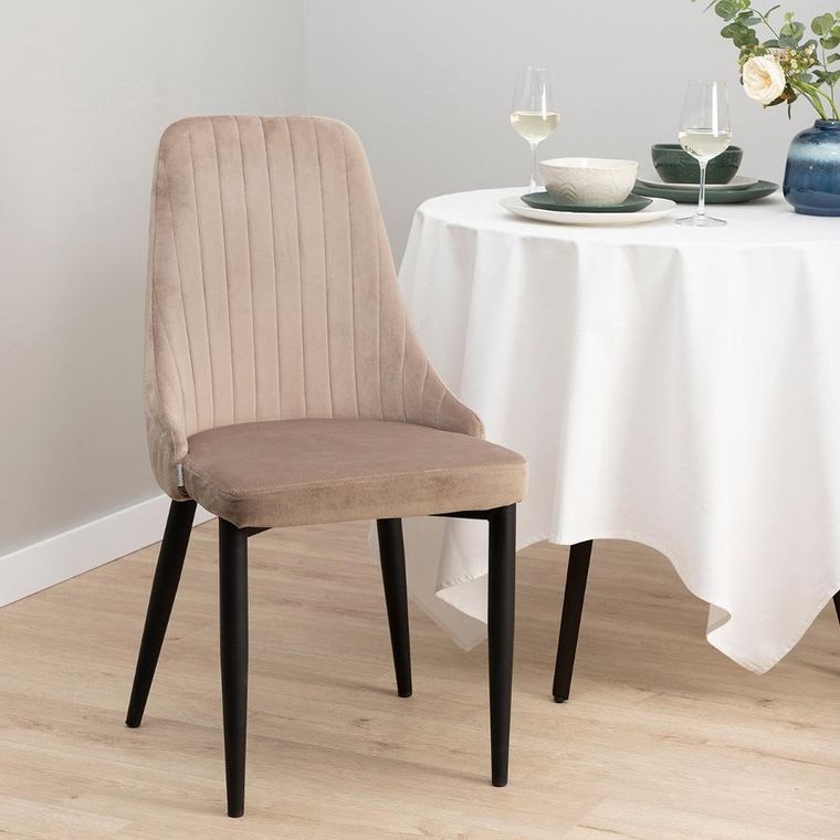 Homla, Louis, Krzesło welurowe beżowe 45-45-90 cm