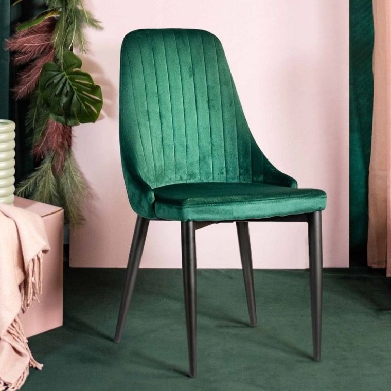 Homla, Louis, Krzesło welurowe zielone 45-45-90 cm