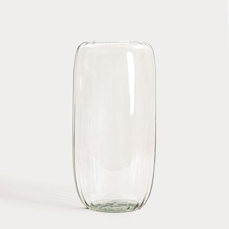 Homla, Luki, wazon, ryflowany transparentny ze szkła z recyklingu, 13-45 cm