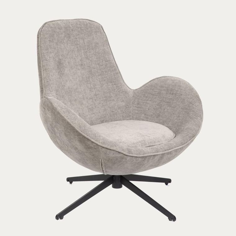 Homla, Lunaire, fotel, obrotowy welurowy, beżowy, 86-76-87 cm