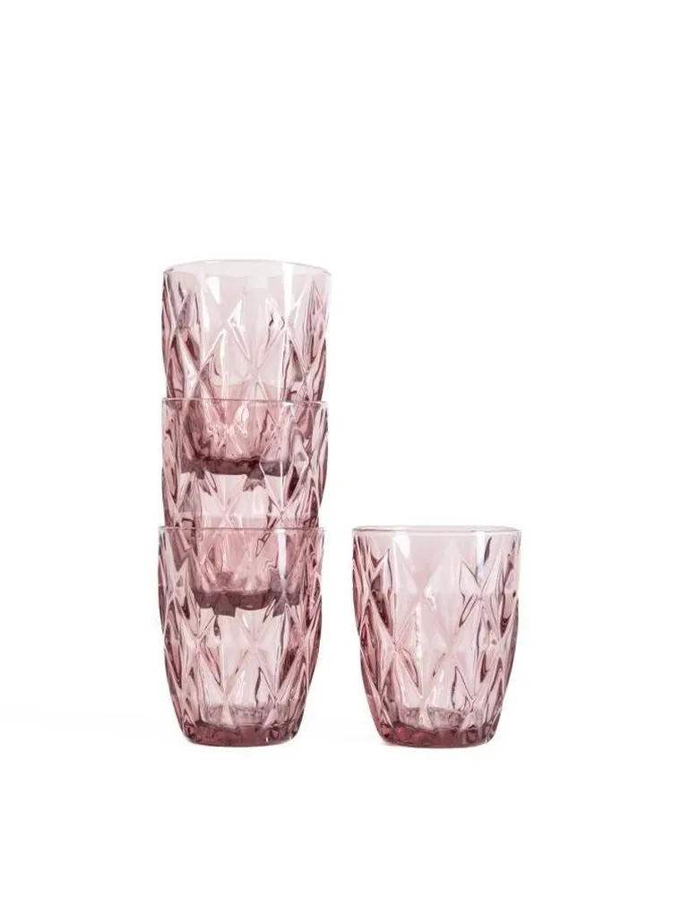 Homla, Luno, zestaw szklanek, różowych, 280 ml, 4 szt.